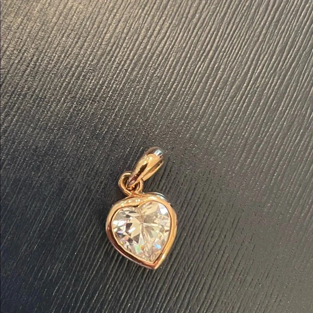 Cubic zirconia heart pendant in rose gold over sterling with 18” chain